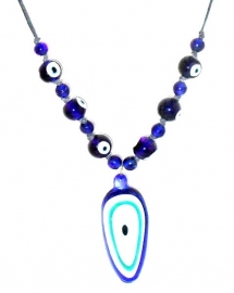 Glazen ketting Boze Oog blauw 2