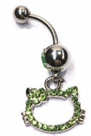 Navelpiercing strass Kitty - 3.5 cm lang - groen