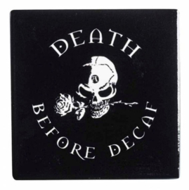 Alchemy of England keramieke onderzetter - Death Before Decaf - 9.3 x 9.3 cm