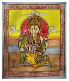 Indiase katoenen bedsprei wandkleed Ganesha gekleurd - 210 x 240