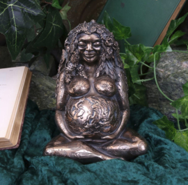 Mother Earth - Godin Gaia - Keltisch Wicca beeld - bronskleurig - 17.5 cm hoog
