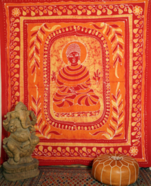 Bedsprei wandkleed batik Boeddha rood oranje - 200 x 250 cm