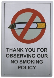 Blikken metalen wandbord No Smoking 20 x 30 cm