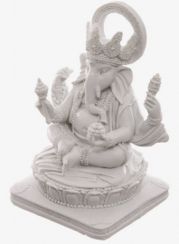 Ganesha wit zittend - 13,5 cm hoog