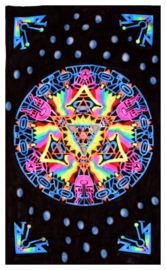 Bedsprei Wandkleed Goa Style UV Blacklight  – Mandala – 200 x 120 cm