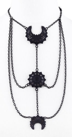 Restyle Gothic Wicca Occulte nekketting - Luna - Orientale maanfasen zwart