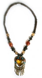 Tibetaanse ketting gouden glitterhart