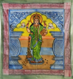 Indiase katoenen bedsprei wandkleed Lakshmi gekleurd - 210 x 240