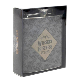 Roestvrije stalen heupfles - Whiskey Business - Cabinet of Curiousities - 11 x 9.5 x 2.5 cm