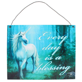 Metalen wandbord Anne Stokes - Unicorn Blessing - 19 x 24 cm