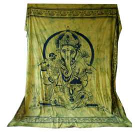 Bedsprei / wandkleed Ganesha limegroen - 210 x 230 cm
