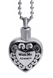 Crematie assieraad nekketting 316 roestvrije staal hartvormig With Me Always - 3 cm hoog 2