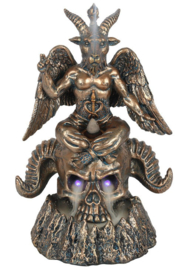 Gouden Baphomet blackflow wierookbrander met led licht - 23 x 15 x 12 cm