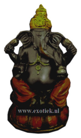 Ganesha op lotus donker metallische kleuren - 14 cm hoog