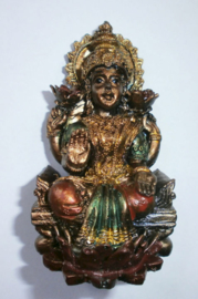 Bronskleurige Lakshmi op troon 7 cm hoog