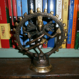 Beeld Shiva Nataraja tweekleurige messing - 10 cm hoog