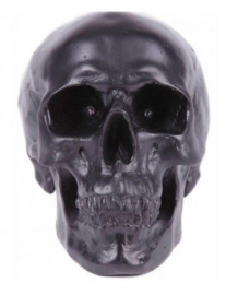 Doodskop led lamp met rode ogen - zilverkleurig - 19 x 14 x 12 cm