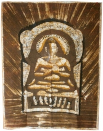 Boeddha batik bruin wit 80 x 110 cm