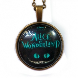 Glazen hanger met ketting Alice in Wonderland Cheshire Cat 3
