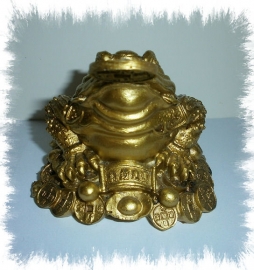 Gouden Feng Shui gelukskikker - 9 cm hoog
