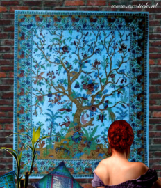 Bedsprei Levensboom / Tree of Life  turquoise 200 x 220 cm (2 pers) 2
