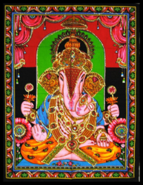Wandkleed Hindu God Ganesha zittend - c.a. 80 x 110 cm