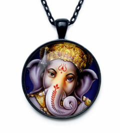 Glazen hanger met ketting Ganesha dessin 3