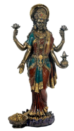 Bronskleurig beeld Lakshmi - 27 cm hoog