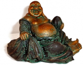 Happy boeddha goudgroen klein