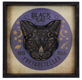 Black Cat Fortune Teller Wandbord - 24 x 24 cm