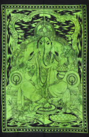 Wandkleed Hindu God Ganesha groen  - 80 x 110 cm