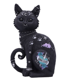 Nine Lives - Zwarte Gelukskat met Tattoo Dessin - 22 cm hoog