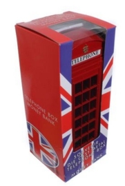 Metalen spaarpot Brits telefooncel 14.5 cm hoog