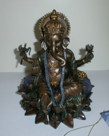 Ganesha bronskleurig beeld - 20 cm hoog 3