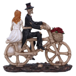 Hitch a Ride - skeletten op fiets Gothic horror huwelijksbeeld - 14.5 cm