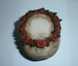 Doodskop met rozen - Dag van de Dood - theelichthouder - 6.5 X 10 X 7.5 cm