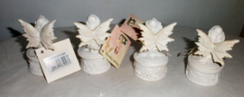Flower Fairies - set van 4 mini beeldjes op dozen - 7.5 cm hoog