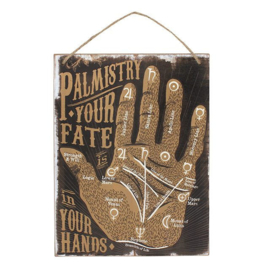 Handlijnkunde  - Your fate in your Hands - wandbord - MDF - 19 x 25 cm