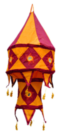Indiase katoenen lampenkap - 25 x 60 cm - geel rood