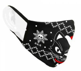 Alchemy England - Gezichtsmasker - Black Cat - Zwarte Kat met Kerstmuts