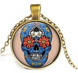 Glazen hanger met ketting Day of the Dead 3