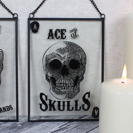 Ace of Skulls - glazen wandbord - 18 x 13 cm