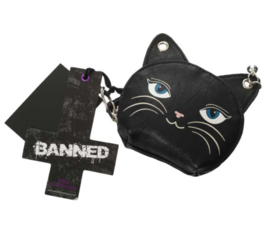 Banned Apparel - Femina Feline - portemonnee met katdessin en sleutelhanger - 9 x 10 cm