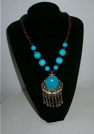 Tibetaanse ketting turquoise cirkel dessin 2