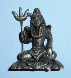 Shiva Mahayogi verzilverde messing 6 cm hoog