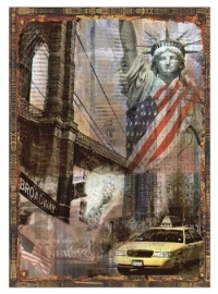 Blikken metalen wandbord shappy chiq New York 20 x 30 cm