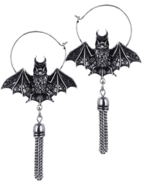 Restyle zilveren vleermuis hoep oorbellen - Oriental Bat