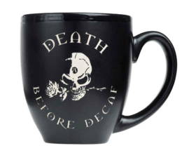 Alchemy of England - zwarte keramieke koffie mok - Death Before Decay - 10,5 cm hoog