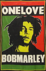 Een persoons bedsprei, wandkleed Bob Marley One Love - 120 x 220 cm