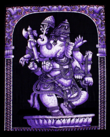 Indiase muurkleed wandkleed Ganesha paars dessin 2 - c.a.  80 x 110 cm